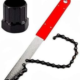 Steel Whip Bike Cassette Freewheel Flywheel Removal Tool and Lock Ring Sprocket Remover Lock Ring Bicycle Chain, Black, Set of 2 Pcs-image-60
