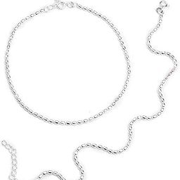 925 Pure Silver Cylindrical Balls Pattern Anklet/Payal for Girls & Women - 11 Grams-image-21