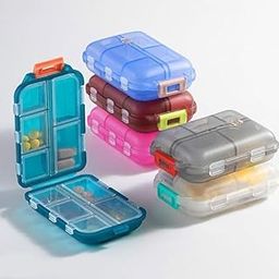 FLORY Double Layer Pill Organizer with 10 Compartments, Portable Mini Travel Pills Box, Medicine Carry Box, Seal Storage Container Holder for Outdoor Camping Home Travel, Multicolour-image-74