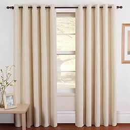 IVAZA Premium Royal Solid Curtains Polyester, Door Curtains 7 feet Set of 1 (Dark Beige)-image-89