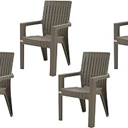 Supreme Furniture Olympia Plastic Chair with Arm Suitable for Home, Garden, Office, Living Room, Cafeteria, Restaurant, Hotel, Resort, Indoor and Outdoor-(Champagne, Set of 4 Pieces)-image-39