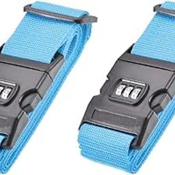 Ubervia Luggage Straps Suitcase Belts with Buckle, Combination Lock, 2Mx5cm Adjustable PP Travel Bag Packing Accessories, Sky Blue 2Pcs-image-51