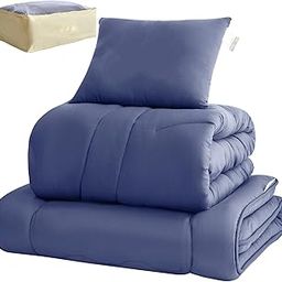 fuwawa Futon Set, Semi-Double, 4-Piece Set, Antibacterial, Deodorizing, Washable, Comforter Set, Storage Case, Solid Cotton, 3-Layer Matton, Comforter, Pillow, Soft Texture, Bedding Set, Lightweight-14