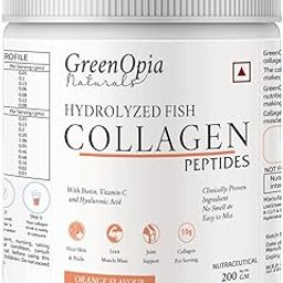 GreenOpia Marine Collagen Peptides Powder, Hydrolyzed Fish Type I Collagen, Beauty Supplement for Men & Women (200gm, Orange)-image-17