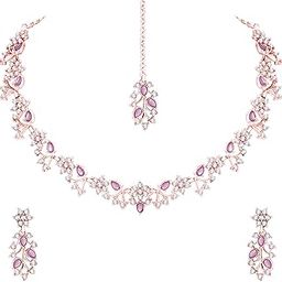 American Diamond AD with Colorful Crystal Necklace Jewellery Set for Women/Girls | Perfect for Weddings, Parties & Festive Occasions-image-63