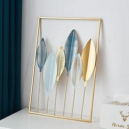 M $ T GOLDI Gold Metal Wall Art Decor, Metal Wall Art Home Decor for Living Room Office Bedroom Hotel, Wall Hanging Decorations (11.8 X 17.7 in, Blue & Gold Leaves)-image-26