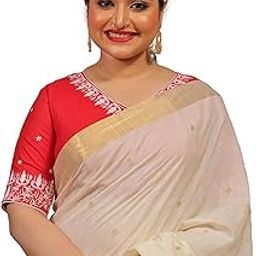 Women's Cotton - Red - Embroidered Smart Wear - Half Sleeve - V-Neck Readymade Designer Blouse -(TBMWRD0235)-image-67