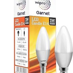 Wipro Garnet 3 W E14 Base Frosted Candle LED Bulb | Cool Day White (6500K) | Pack of 1 | Clear optics for sparkling effect | LED Filament Bulb for Home, office, chandellior, decorative lamp shade-3