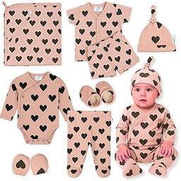 TinyKiddo 8-Piece Baby Wonder Starter Kit | Organic Cotton Romper, Elasticated Bottom, Jabla, Shorts, Mittens, Booties, Cap & Hooded Towel | Newborn Essentials Gift Set.-image-3