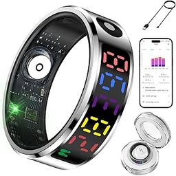 Hivisuals Smart Ring for Women Men with Color Screen,Fitness Tracker with Time Display/Heart Rate/Blood Oxygen Monitor/Sleep Tracker, IP68 Waterproof Health Rings for iPhone or Android (#8)-image-74