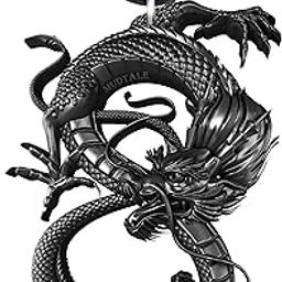 Infinity chinese devil phoenix Dragon Chain Anime Amulet Pendant Necklace Handmade Resin Mythical Charm Gothic locket Adjustable Beaded black thread Chain Fantasy Jewelry Gift for Men & Women-image-3