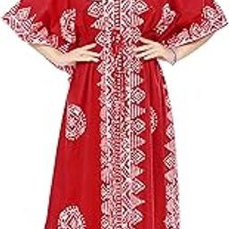 Women's Pure Cotton Hand Dyed Batik Free Size Kaftan - Red Triangle 122-image-70