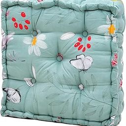 COZY FURNISH Cotton Checkered Square Floor Pillow Tufted Thick Chair Cushion Pads (16 Inch x 16 Inch, Grey)-image-13
