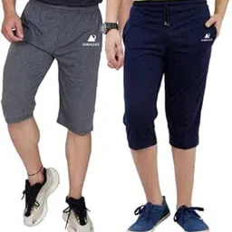 Diwazzo Solid Men Three Fourths Shorts.-picture-0