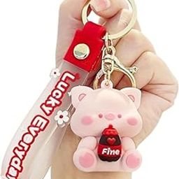Cute lucky drink [piggy] Kechains, Cartoon Style Keychain & Bag Charms Fun & Functional Accessories for Bags and Keys DIY-picture-49