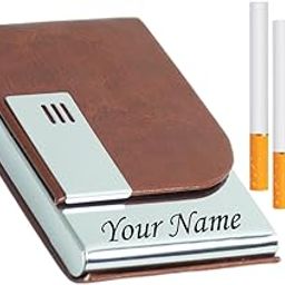 Felstar Customized/Personalized With Name Engraved Metal Cigarettes Case Holder Luxurious Design - for King Size | Regular | Slim 70mm |84mm Size - Store 7 Cigarettes - Crush Proof Men (Brown)-picture-9