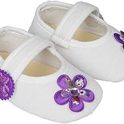 Infant New Baby Toddlers Boys and Girls Cotton White Sandal Booties With Purple Flower Patch [RSM_2]-image-66
