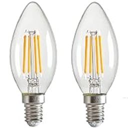 OLIPS Vintage Edison LED Filament Decorative Candel Bulb (4 Watt) E14 Screw Holder Base, Clear Glass, Natural White (PACK OF 4)-image-69