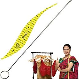 Sewing Loop Turner with Armhole Scale Ruler Set, Metal Hook with Latch, Yellow Pattern Template, Professional Drafting Tool-3