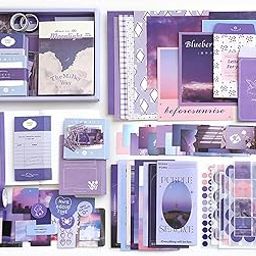 voltonix Scrapbook Kit(346Pcs) Scrapbooking Supplies Kit with Bullet Junk Journal,Stationery,A6 Grid Notebook with Graph Ruled Page DIY Journaling Gift for Teen Girl Women (Blue)-1