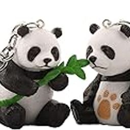 Polyvinyl Chloride Pvc Panda Animal 3D Keychain (Pack Of 4), Black-4