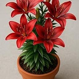 Plantogallery® Asiatic Lily “Lilium Dynamix” Imported Variety Flower Bulbs for Gardening – Pack of 5 Bulbs (Red)-image-84