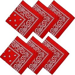 Kuber Industries Handkerchief | Premium Cotton Women's Handkerchief | Rumal Girls | Carry Print Hanky | 6 Piece Set | Extra Large | Red-50
