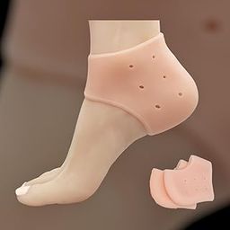 Silicone Gel Heel Pad Socks for Pain Relief | Heel Swelling Pain Relief | Anti Crack Moisturizing Socks for Dry Hard Cracked Ankles | Man and Women Gel Heel Protectors Free Size (Beige)-image-30