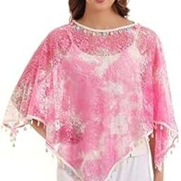 Women's And Girls Net Ponchu With Lace (Free size, Light Pink)-image-20