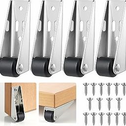 4 Pack Bedroom Door Sinking Repair Caster Wheels, 0.9Inch Multifunctional Iow Profile Casters, Small Wheels for Wooden Furniture, Fixed Caster-image-95