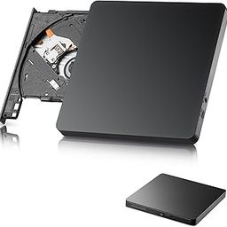 MAHAHUM External CD/DVD Drive for Laptop, USB 3.0 & USB C Disc Writer CD Burner Ultra-Slim DVD player for laptop disc reader Compatible with Desktop PC Windows 11/10/8 Linux Mac OS Mac MacBook Pro/Air-10