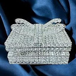 Iron Frame Holy Quran Sharif Book Reading Holder Rihal Stand | Silver-Toned with Crystal Glass Beads | Quran Holder for Bride & Gifting Purpose | Size: 12 Inch, Pack of 1-image-78