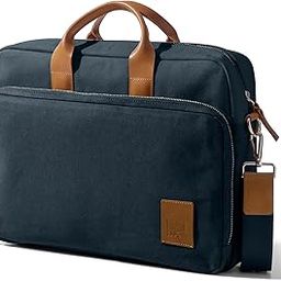 100% Cotton Canvas Commute Laptop Messenger Bag for Men & Women | Travel Shoulder Handbag With Trolley Sleeve | Metal Zip Closure | Leather Handles | Padded Laptop Compartment For 14"-image-12