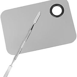 GENERIC Shiny Makeup Palette With Stainless Steel Round Shape Spatula, 100 g (Square Silver)-29