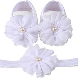 Baby Flower Pearl Hairband & Shoes Set Soft, Comfortable Fit for Ages 3-18 Month-old's | Ideal for Newborns & Toddlers-image-91