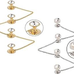 Fashions Traditional White Stone Kurta Buttons Studs Combo with Chain for Women Men-image-18
