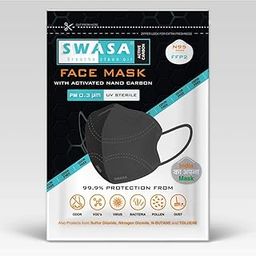 SWASA N95 Certified Respirator Reusable Mask with Activated Carbon, HEPA Filter FFP2 Class (Black, No Filter,) for Unisex-picture-14