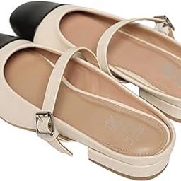 Women Two-Tone Mary Jane Flats | Black & White | Buckle Strap | Square Toe | Stylish & Comfortable | Formal & Casual Wear-14