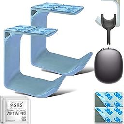 SRS® Headphone Stand Holder | Under Desk Hook & Cable Organizer | Stick-On Adhesive | Superior-Grade ABS | Includes Surface Cleaning Wipes for Easy Setup & Organization (Silver, Pack of 2)-image-76