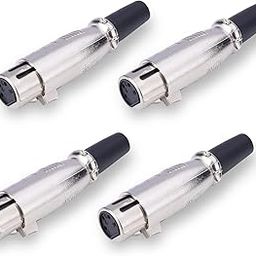 MX 4 Pin Mic Ext Female Connector XLR Made of Pure Copper Nickel Plated XLR Pin for High Conductivity and Ultra-Low Noise (Metal End), Pack of 4-image-30
