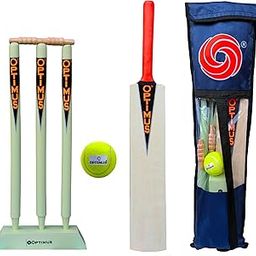 Optimus® Cricket Wooden Kit Combo Set for Kids in Heavy Tetron Cover - Size 5 for 11-12 Year Kids (1 Bat, 1 Tennis Rubber Ball, 3 Wickets, 1 Wicket Base, 2 Bails & 1 Kit Cover) 11D-picture-17