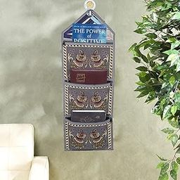 Kuber Industries Square Printed Wall Hanging Magazine Letter Holder|Oval Print Organizer With 3 Zipper Pockets (Grey) -CTKTC7246-image-51