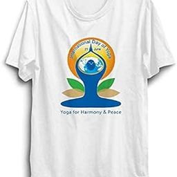 PrintBharat Unisex Yoga White Half Sleeve Polyster Tshirts Size-image-1