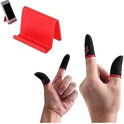 TROXXON Combo of Finger Sleeves for Gaming -Thumb Sleeves for All Mobile | for Fast Gaming | Finger Gloves for Winter and Game (4 PCS) with Mobile Holder Pyramid Stand (Sleeve+RED STYEND)-10