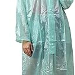 VIVA RAINWEAR Women's Floral Printed Green PVC Waterproof Petals Standard Length Long Sleeves With Adjustable Hooded & Zipper Raincoat For Rainy Weather (Size : XXL)-image-10