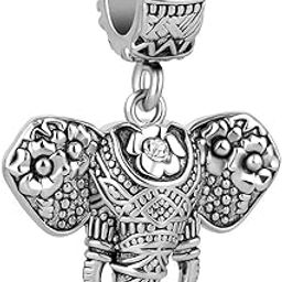 LilyJewelry Lucky Elephant Charms Good Luck Animal Dangle Bead for Bracelet (Elephant with Flower)-picture-47