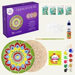 Decordial 8" Premarked lippan Art Materials kit with MDF DIY kit (2pcs lippan Art Clay,2pcs lippan Art Board, 200 pcs lippan Art Mirror, 1 pcs lippan Art Painting Brush and Colour Set of 12-picture-21