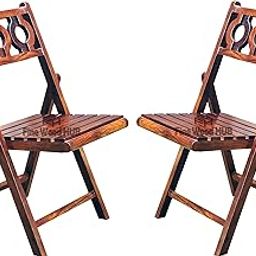 Fine Wood HUB Solid Sheesham Wood Folding Chair (Brown Finish) (Brown, Set of 2 Chairs)-image-26