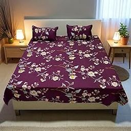 MH-MAHALAXMI HANDLOOM with device Crystal Bedsheet - Soft & Luxurious Double Bed Sheet with 2 Pillow Covers | Cotton Blend Printed Bedsheet for Bedroom, Hotel & Home Décor (90 x 100 Inches)-image-74