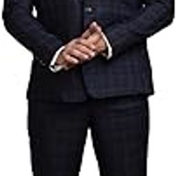 Men Terry Rayon Checkered Navy Blue Party Suits (3 Piece)-picture-23